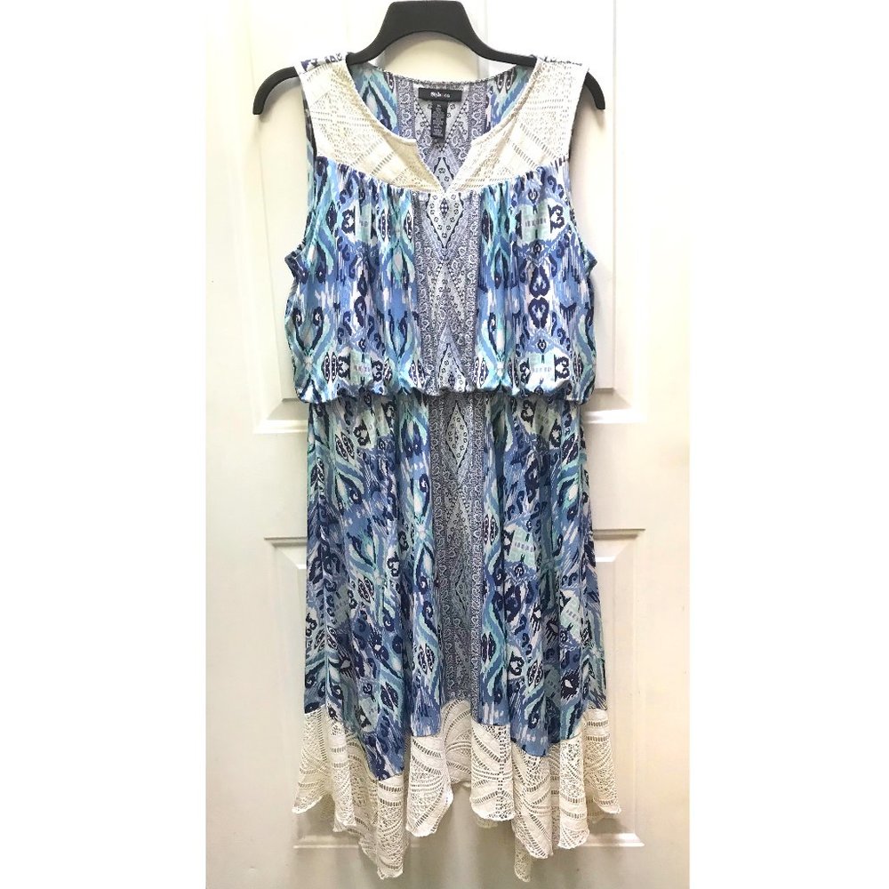 Style & Co blue boho handkerchief crochet dress XL